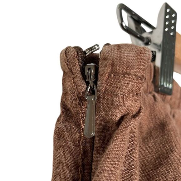 J Jill Rich Brown A-Line 100% Linen Skirt Stitching Detail - Picture 5 of 9